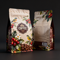Sacs à café à fond plat personnalisés de 4 oz, 12 oz, 16 oz, 5 lb, refermables, avec valve, pour l'emballage des grains de café