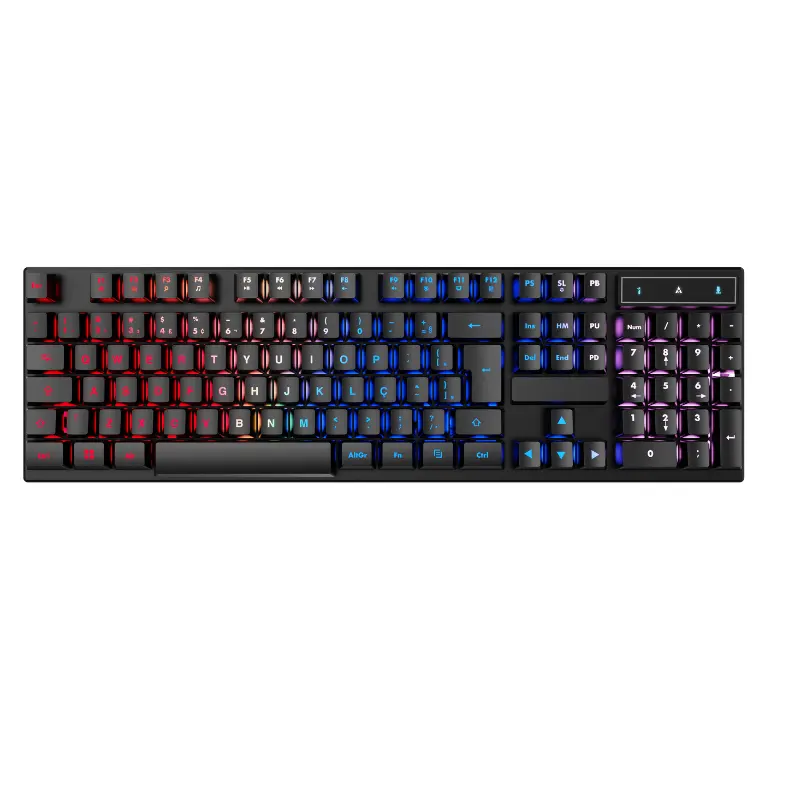 RGB Membrane Keyboard Gaming 104 kunci, Keyboard PC Laptop Mini berkabel USB ABS tahan air dengan Logo kustom