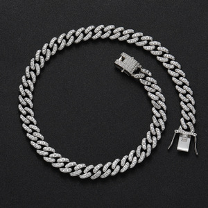 Collana a Catena Cubana con Strass Placcata Oro 12mm, Gioielli <span class=keywords><strong>Hip</strong></span> <span class=keywords><strong>Hop</strong></span> di Moda Europea per Uomo e Donna - Product Image 4