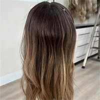 Topper de Cabello Europeo 100% con Cutículas Alineadas, Rubio Beige Ombre/Balayage, Ultrafino, con Encaje Frontal HD Suizo, para Mujeres con Pérdida de Cabello