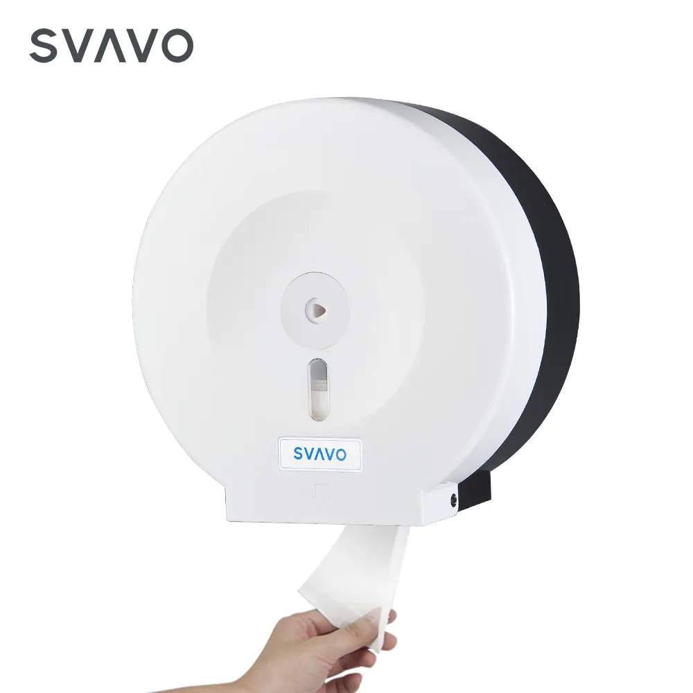 SVAVO बाथरूम टॉयलेट एक्सेसरीज वॉल माउंटेड ABS प्लास्टिक राउंड टिश्यू बॉक्स जंबो रोल टॉयलेट पेपर डिस्पेंसर