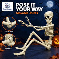Décoration de squelette en plastique d'Halloween avec yeux lumineux, accessoire pliable en forme d'os humains pour la décoration intérieure et extérieure de maison hantée ou de fête