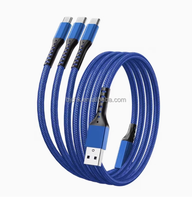 Câble de charge rapide 3-en-1 en nylon blanc de 1,2 m 6A pour ordinateur, imprimante et écouteurs - Disponible en magasin à Shenzhen