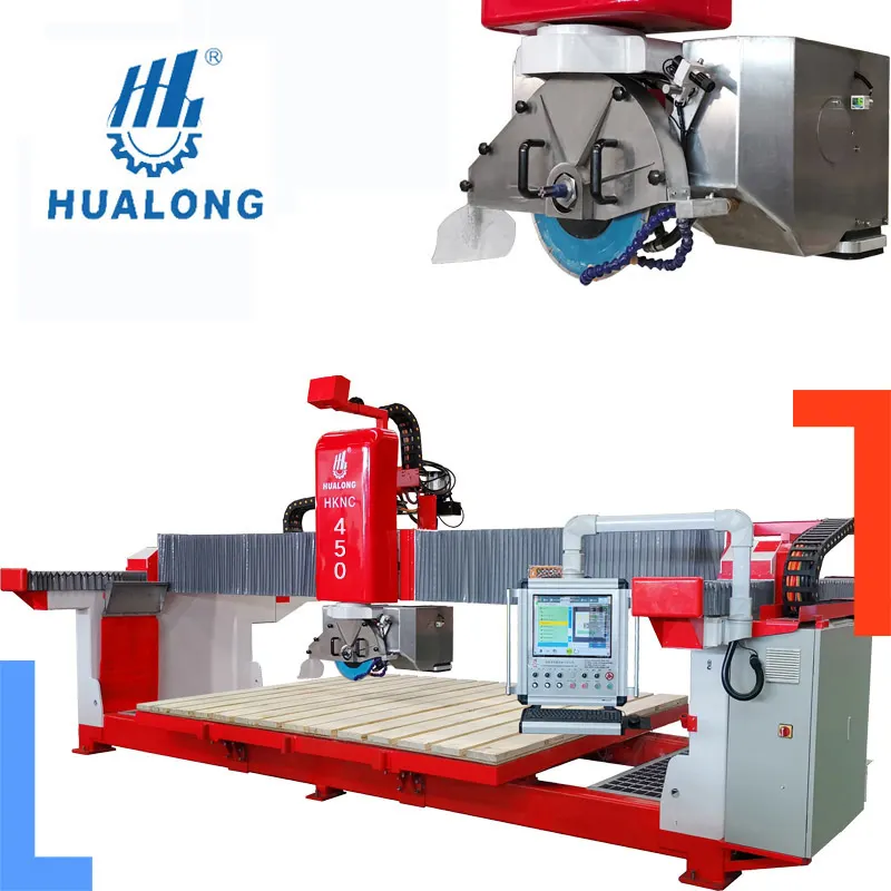 Hualong CE Machinery 5 Axis CNC Bridge Saw Stone Cutting Machine for Granite Marble Quartz countertop vanity top sink cutiing