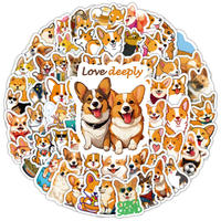 Stiker dinding grafiti mobil PVC dekorasi mobil tahan air kustom stiker vinil anjing Corgi ukuran kecil lucu 100 buah/kantong