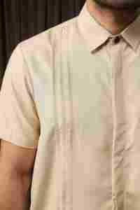 Camisa de Manga Corta Tranquil Ethereal Heaven AdamLuxe con Detalle Plisado para Uso Diario Informal - Product Image 3