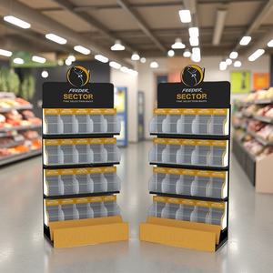 Clear <b>Acrylic</b> Box Metal Floor Stand with Dividers for Grain Seed Animal Fish Feed <b>Storage</b> Bin Display - Product Image 1