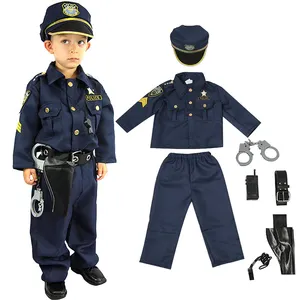 Costume de policier de luxe et kit de jeu de rôle pour garçons Halloween Carnaval Party Performance Fancy Dress Up Uniform Outfit