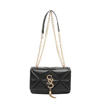 Sac bandoulière femme 2025 en PU, sac à l'épaule tendance avec chaînes, vente en gros pour filles, sacs à main de luxe pour femmes, marque célèbre