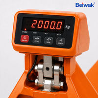 Pallet Jack Hidrolik Manual dengan Timbangan dan Printer 2 Ton, Hand Pallet Truck untuk Logistik Gudang