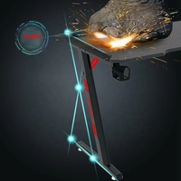 Dropshipping Inde Achat Bureau de table de course d'ordinateur LED Rgb Bureau de jeu d'ordinateur avec tapis de souris Porte-gobelet Crochet pour casque d'écoute