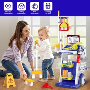 Ensemble d'outils de nettoyage en plastique pour enfants, jeu de simulation de maison avec <span class=keywords><strong>aspirateur</strong></span>, balai, serpillière, jouets d'hygiène pour enfants - Product Image 6