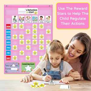 Tabla de Tareas Diarias para Niños Pequeños, Tabla de Bolsillo con Sistema de Estrellas de Recompensa, Material Educativo para el Hogar y la Escuela - Product Image 1