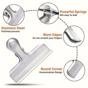 Custom LOGO Eco-Friendly 5 Colors Air <b>Tight</b> Seal Kitchen Bag Snack Clips Heavy Duty Stainless Steel Chip Clip for Food - Product Image 3