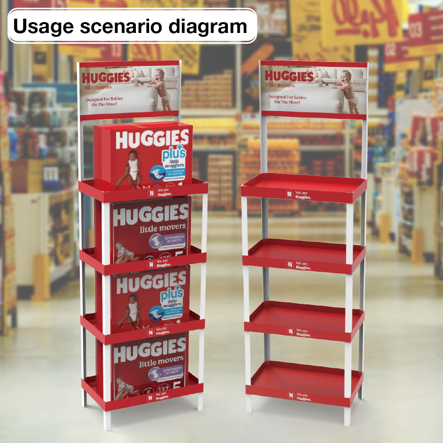 Customized PVC Laminate Light Duty Baby Diaper Display Stand & Supermarket Racks for Baby Products Stores — view 6