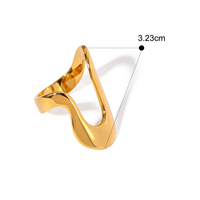 Ensemble de bagues sculpturales en acier inoxydable doré, motif vague organique fluide, moderne et minimaliste, avec zircone cubique, empilables, bijoux pour femmes, vente en gros, personnalisable OEM