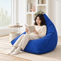 Fauteuil pouf en coton et lin avec rembourrage en billes EPP écologiques, dossier haut, pour salon, chambre et home cinéma (pour adultes)