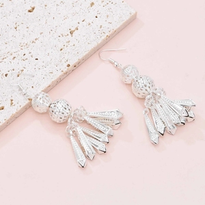 Bạc Hollow chuông tua thả bông tai bohemian dân tộc erring cho phụ nữ Evening dịp - Product Image 3