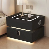 Muebles Modernos para el Hogar GEDO, Mesita de Noche Inteligente con Carga USB Inalámbrica, Diseño Flotante, Luz Recargable