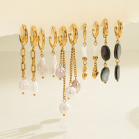Ensemble de cinq boucles d'oreilles baroques en perles pour femme, ton or, créoles pendantes, breloques scintillantes, élégantes, chic, bijoux raffinés, cadeau pour elle, style