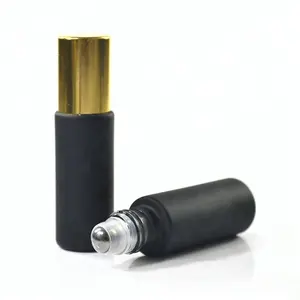 Isi Ulang 1/3 OZ 10 ML 6Ml Botol Roll On Parfum Hitam Kosong dengan Bola Rol