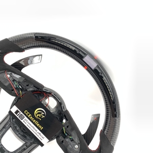 Volant en cuir et fibre de carbone personnalisé CCExcellent pour <span class=keywords><strong>Audi</strong></span> B9 avec style sportif et palettes de changement de vitesse - Product Image 2