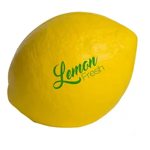 Grosir bola tekanan Lemon buah busa PU personalisasi Logo kustom bola tekanan bentuk buah lembut warna
