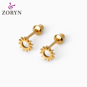 Waterproof 316L Stainless Steel PVD 18K Gold Plated Screw <b>Back</b> Stud <b>Earrings</b> Hypoallergenic Smooth Finish Trendy Women - Product Image 2