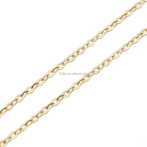 14k Solid Gold Chain Original Factory Hot Selling 14K Pure Real Gold Flat Cable Chain Necklace Jewelry