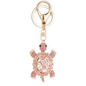 Porte-clés créatif en métal doré en forme de tortue, orné de strass colorés, accessoire de mode - Product Image 6