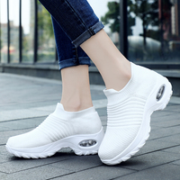 Chaussures décontractées pour femmes, taille plus, coussin d'air, tricot respirant, semelle en PU, légères, à enfiler, chaussettes, chaussures de sport pour femmes