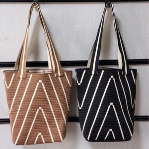 Bolso de Hombro Tipo Tote de Punto a Rayas de Dos Tonos, Resistente al Agua, para Mujer, Venta al Por Mayor, Tamaño Grande - Product Image 4