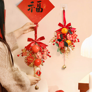 زينة السنة الصينية الجديدة S351، زخارف حمراء على شكل فواكه لسنة الحصان الصيني، زهور اصطناعية وفواكه للحظ والثراء - Product Image 1