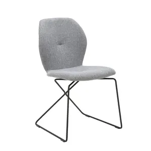 सस्ते आरामदायक अवकाश डिजाइन बिना हाथ ग्रे कपड़े खाने की कुर्सी घर में इस्तेमाल किया फर्नीचर चित्रकारी पैर कमरे में रहने वाले कुर्सियों