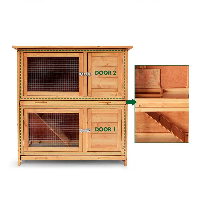 Jaula de perrera con forma rectangular para exteriores, jaula de color personalizado de madera de abeto China para mascota, conejo