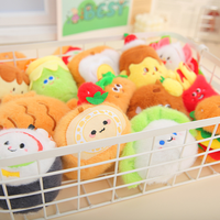 Porte-clés en coton mignon, pendentif personnalisé avec logo, style dessin animé doux, petit hamburger, sushi, frites, pain, croissant, peluche, poupées en prière