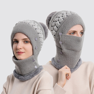 Ensemble <span class=keywords><strong>bonnet</strong></span> et écharpe d'hiver <span class=keywords><strong>pour</strong></span> femme HJH423, une pièce, <span class=keywords><strong>pour</strong></span> le ski, le vélo, tricot chaud, pompon, bonnets, protection des oreilles et du cou - Product Image 2