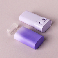 Contenant vide rechargeable en PP pour parfum solide, déodorant, rouge à lèvres, crème pour le visage, lotion, baume, violet mat, carré, avec bouchon à vis, couleur personnalisable
