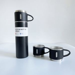 Free Shipping 17Oz Water Bottle Stainless Steel Vacuum Flask <b>Set</b> One <b>Cup</b> Three Lid Gift Box - Product Image 3