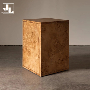 Mesita de noche rectangular de madera para dormitorio de Hotel de estilo nórdico con almacenamiento, Villa, <span class=keywords><strong>muebles</strong></span> de mesita de noche con textura de tumor de árbol de lujo - Product Image 1