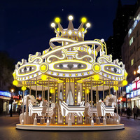 Carrousel à deux étages artistique platine 16 sièges lumières LED musique pour une utilisation intérieure/extérieure parcs d'attractions centres commerciaux enfants