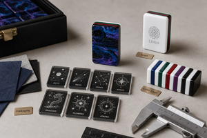 Juego de Mahjong Acrílico Azul Cósmico Personalizado, Fichas de Juego Grabadas con Temática Astronómica de Alta Gama, con Estuche de Cuero - Product Image 4