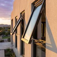 Ventana Abatible de Estilo Moderno con Manivela QS MD76, Tipo Toldo y Apertura Exterior, Lista para Instalar con Mosquitera para Exteriores