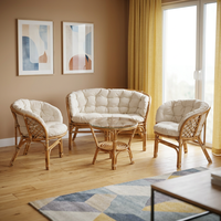 Ensemble de salon en rotin Bahama Skin Living, canapé et fauteuil confortables avec table basse, meubles élégants et durables tissés à la main pour l'intérieur