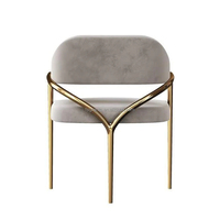 Chaise de loisirs élégante en velours avec pieds en acier inoxydable doré pour villa, salle à manger, hôtel et restaurant