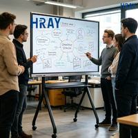 Écran de conférence intelligent HRAY 110 pouces 10 bits couleur, durée de vie de la rétroéclairage de 50 000 heures pour les réunions d'entreprise, prend en charge les services OEM et ODM