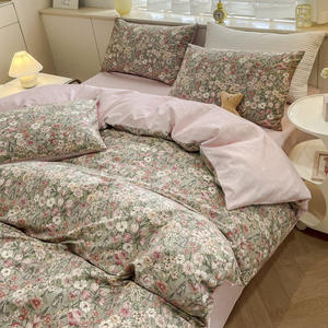 Nouveau petit ensemble de quatre pièces en coton à fleurs Style nordique écologique toutes saisons 200TC housse de <span class=keywords><strong>couette</strong></span> drap de <span class=keywords><strong>lit</strong></span> - Product Image 6