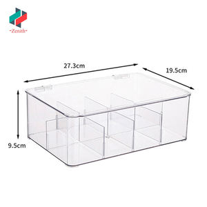 साफ प्लास्टिक चाय बैग आयोजक रसोई कैबिनेट चाय बॉक्स भंडारण बिन के लिए हिंज ढक्कन के साथ विभाजित भंडारण कंटेनर बॉक्स - Product Image 6