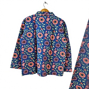 Men's Long Sleeve Floral Print <b>Pajamas</b> 100% Cotton Knitted Casual Sleepwear with Pocket Spring Style gift for her - Product Image 3
