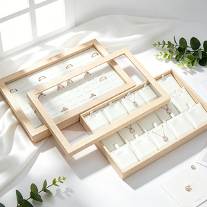 Light Yellow Jewelry Display Tray with Lid – Storage & Showcase Tray for Rings & Pendant, Covered Organizer Plate - Product Image 5